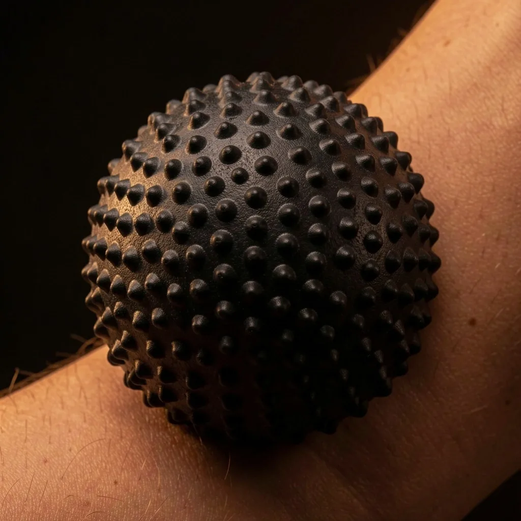 Massage ball macro detail on skin