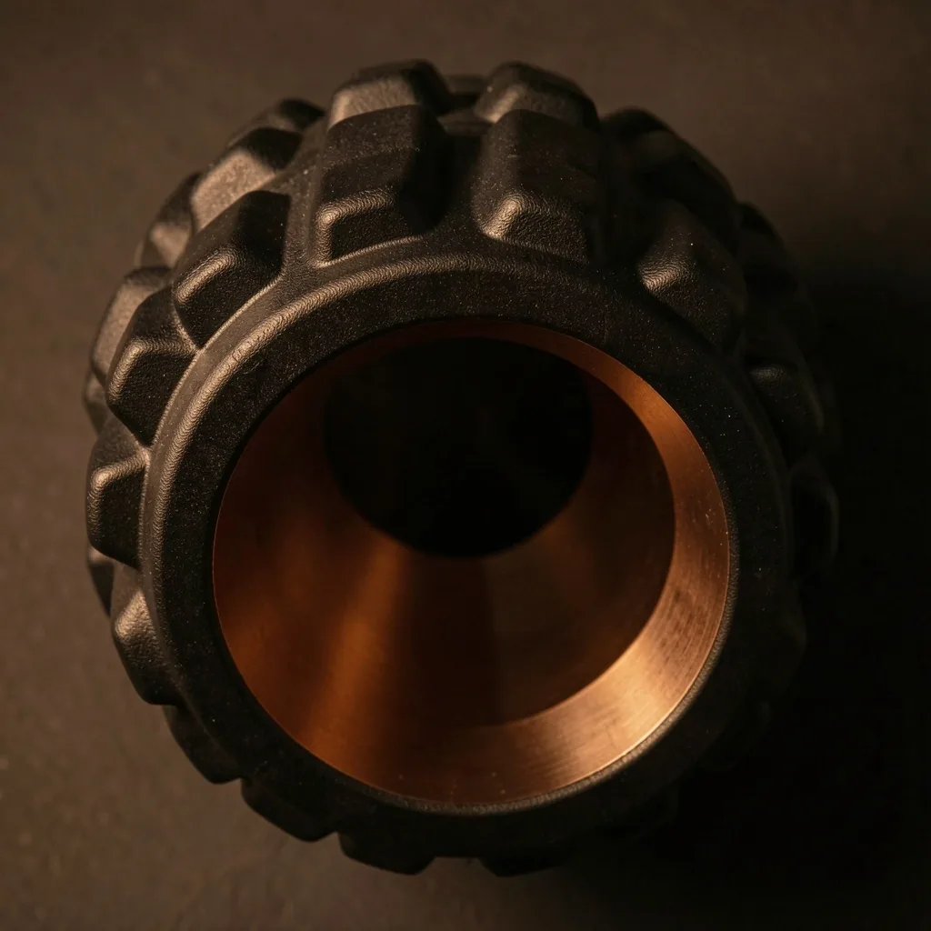 High-density foam roller with contoured ridges and bronze core